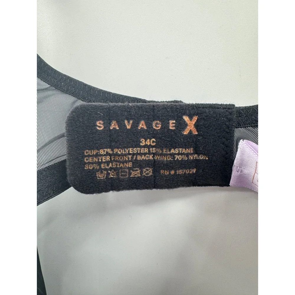 Savage X Fenty by Rihanna Nothin' But Net Plunge Bra Women 34C Black Unlined NWT